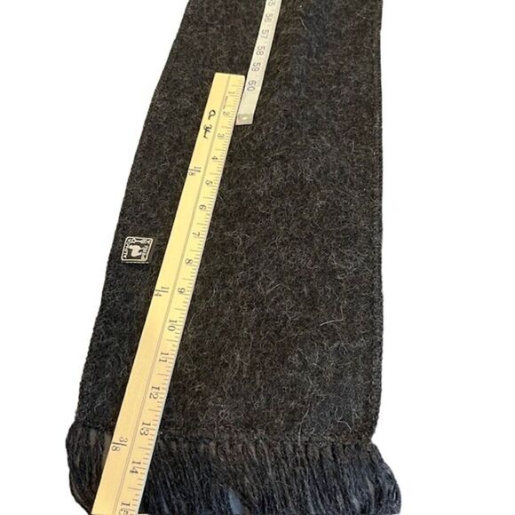 Alpaca Diana Scarf with fringe Charcoal 8.5" x 75" Made in Peru - Picture 3 of 5